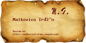 Malkovics Irén névjegykártya